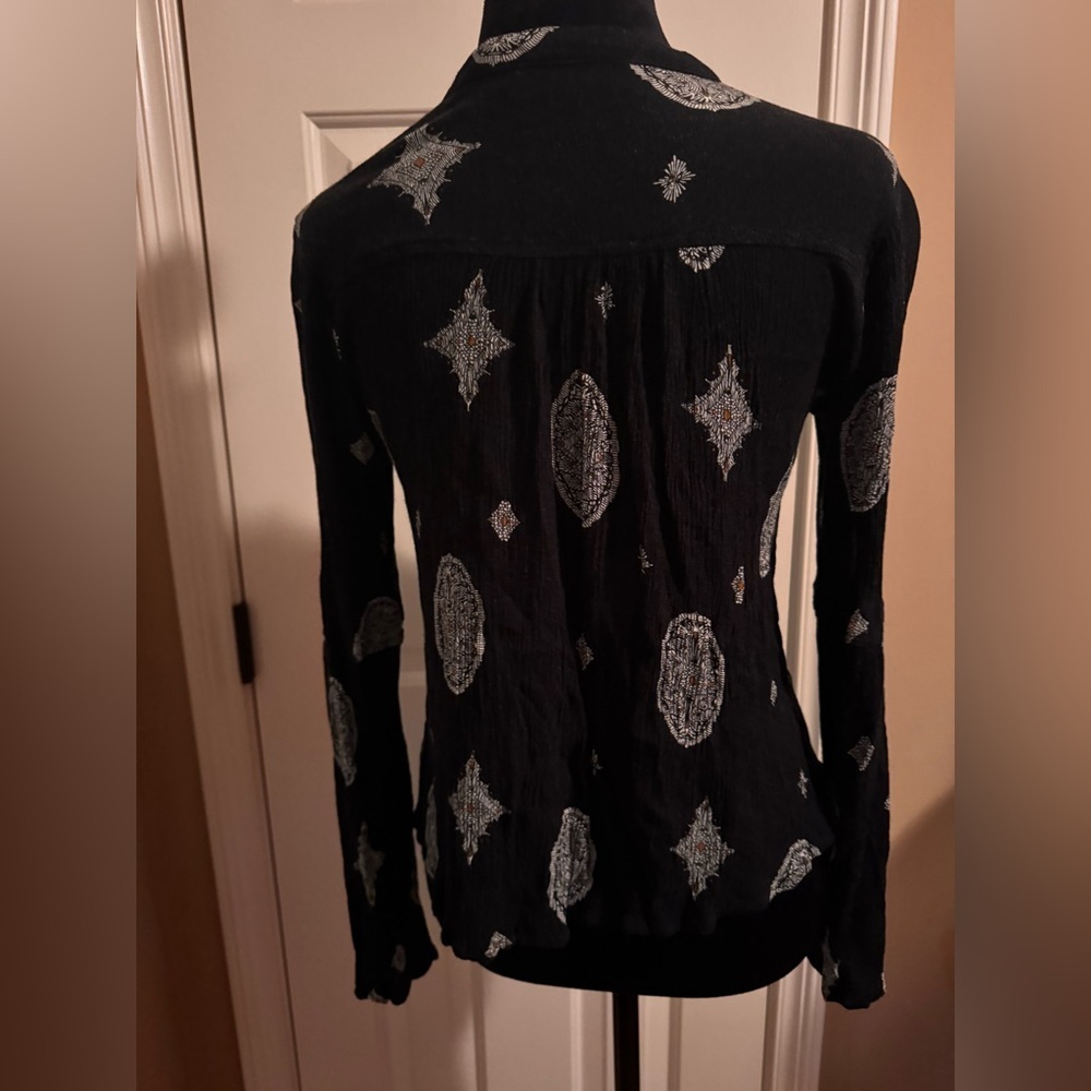 Addie - Black Patterned Women's Top - Picture 4 of 10
